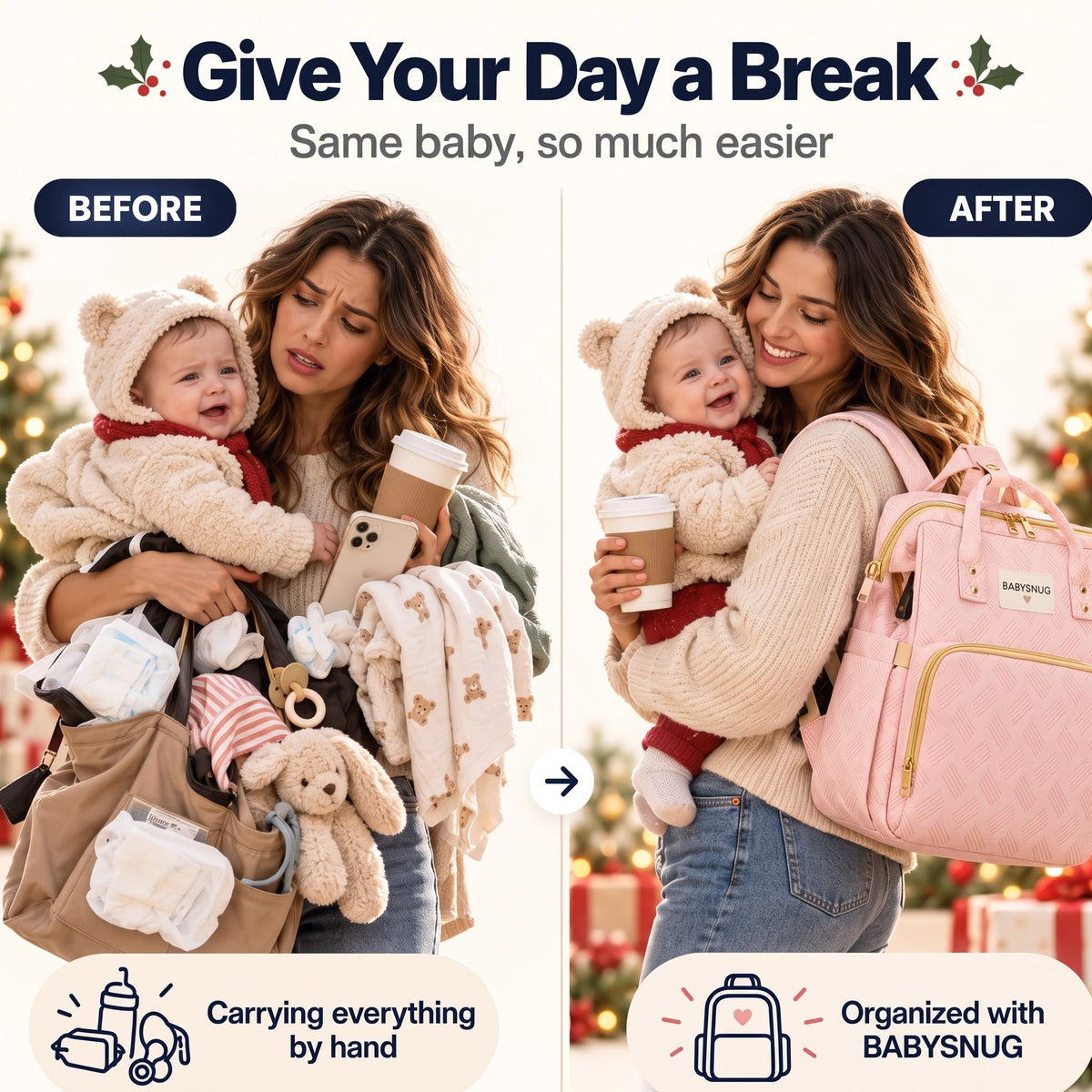 BabySnug™ MomShell Diaper Backpack & Baby Station