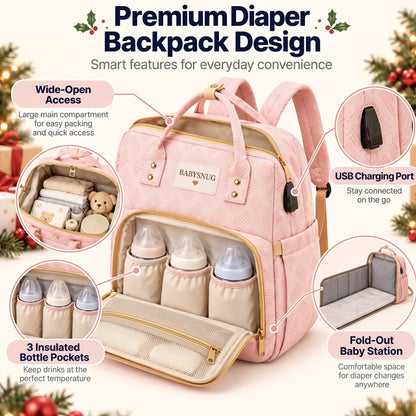 BabySnug™ MomShell Diaper Backpack & Baby Station