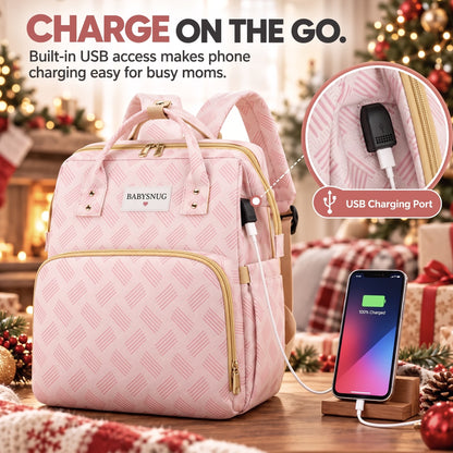 BabySnug™ MomShell Diaper Backpack & Baby Station