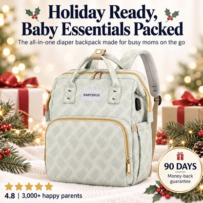 BabySnug™ MomShell Diaper Backpack & Baby Station